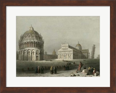 Framed Baptistry, Cathedral &amp;Leaning Tower Print