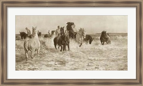 Framed Horses Bathing Print