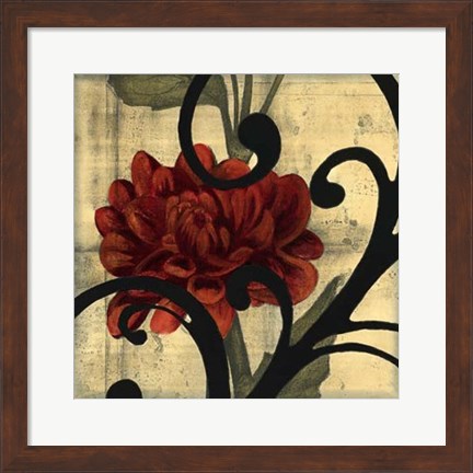 Framed Dahlias &amp; Scrolls I Print