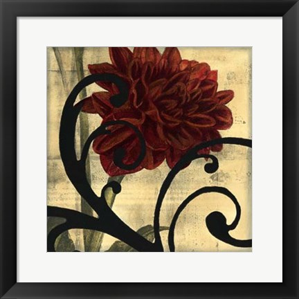 Framed Dahlias &amp; Scrolls III Print