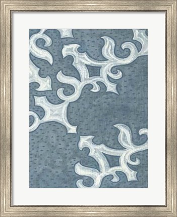 Framed Blue Ornament II Print