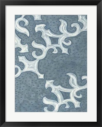 Framed Blue Ornament II Print