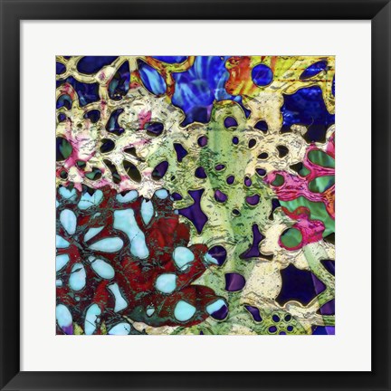 Framed Bejeweled Woodblock II Print