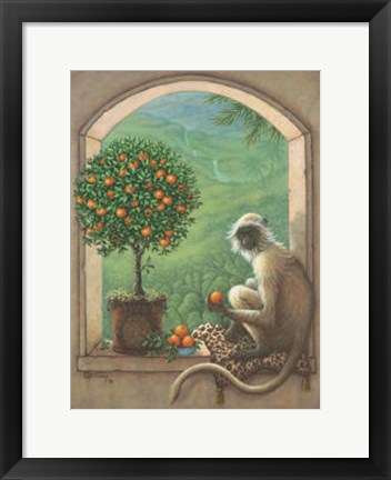 Framed Monkey and Orange Tree Print