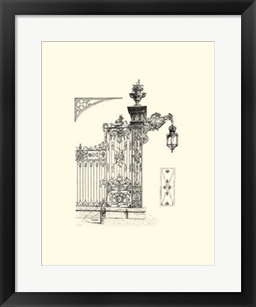 Framed B&amp;W Wrought Iron Gate IV Print