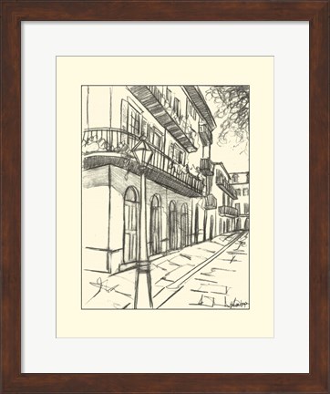 Framed B&amp;W Sketches of Downtown I Print