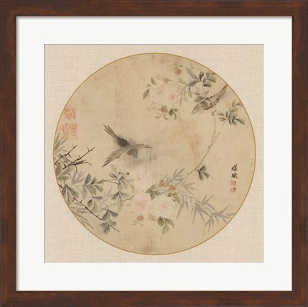 Framed Oriental Bird Silk II Print