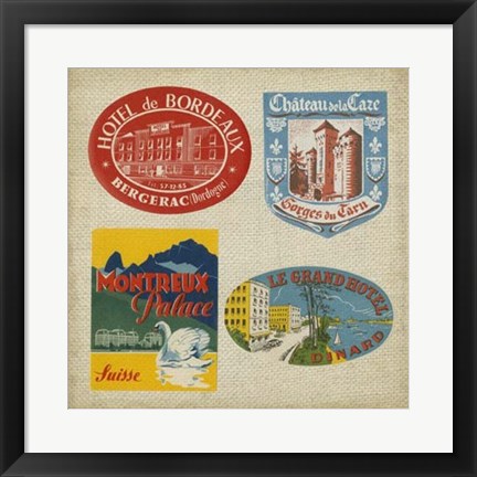 Framed Vintage Travel Collage I Print