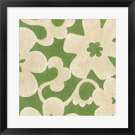 Framed Suzani Silhouette in Green II Print