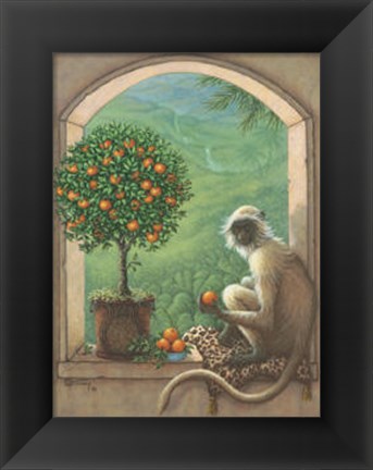 Framed Monkey and Orange Tree Print