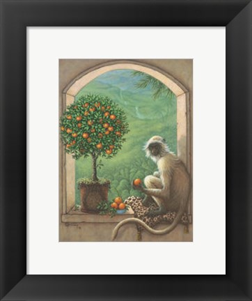 Framed Monkey and Orange Tree Print