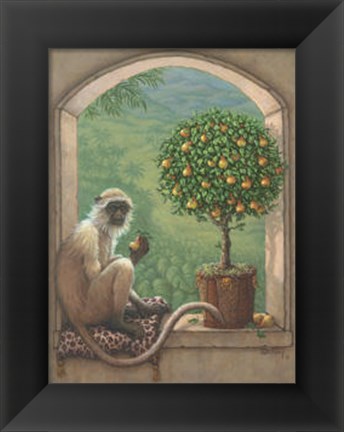 Framed Monkey and Pear Tree Print