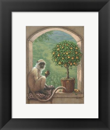 Framed Monkey and Pear Tree Print