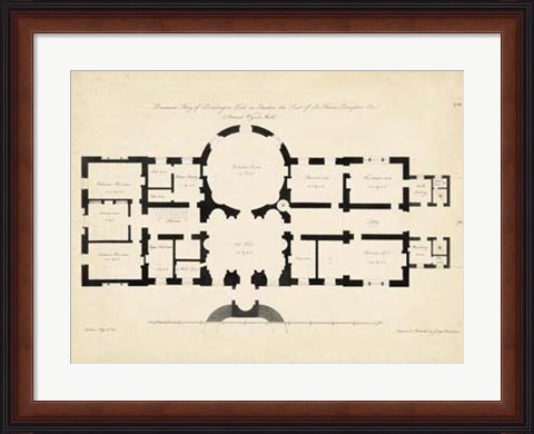 Framed Antique Building Plan I Print