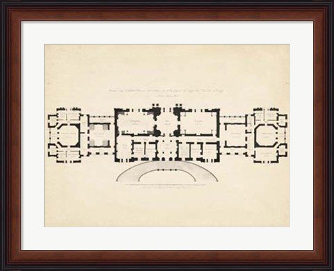 Framed Antique Building Plan III Print