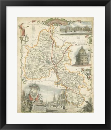 Framed Map of Oxfordshire Print