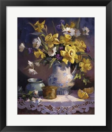 Framed Daffodils and Lace Print