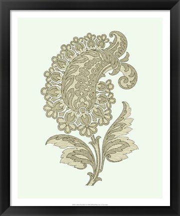 Framed Celadon Floral Motif II Print