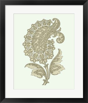 Framed Celadon Floral Motif II Print