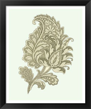 Framed Celadon Floral Motif IV Print