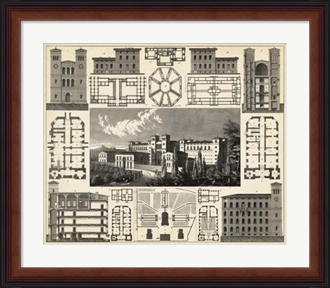 Framed Antique City Plan III Print