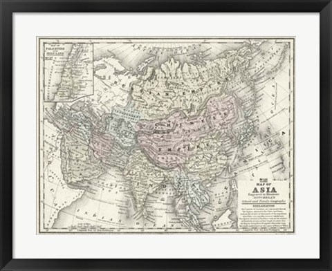 Framed Map of Asia Print