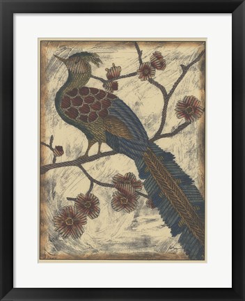 Framed Embroidered Pheasant II Print