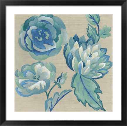 Framed Turquoise Chintz II Print