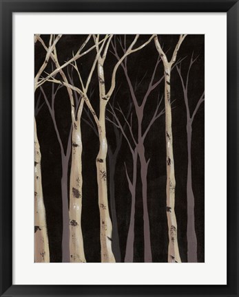 Framed Midnight Birches II Print