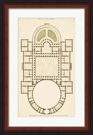 Framed Antique Garden Plan IV Print