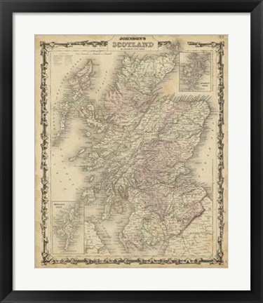 Framed Johnson&#39;s Map of Scotland Print