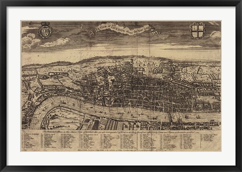 Framed Bird&#39;s Eye View of London Print