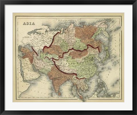 Framed Antique Map of Asia Print