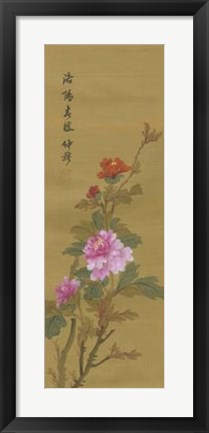 Framed Oriental Floral Scroll II Print