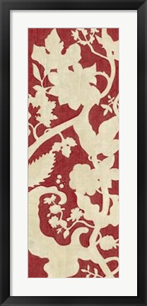 Framed Linen Silhouette on Red II Print