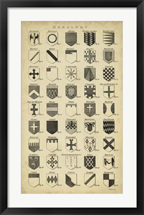 Framed Vintage Heraldry I Print