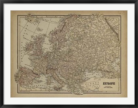 Framed Vintage Map of Europe Print