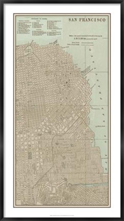 Framed Tinted Map of San Francisco Print