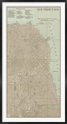 Framed Tinted Map of San Francisco Print