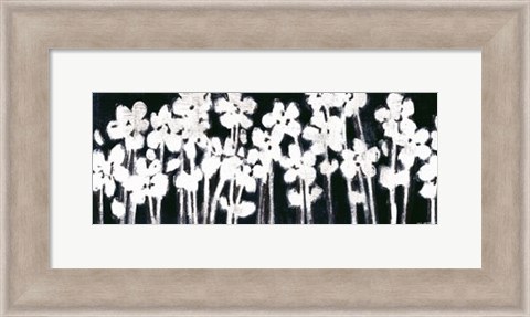 Framed White Flowers on Black II Print