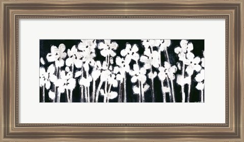 Framed White Flowers on Black II Print