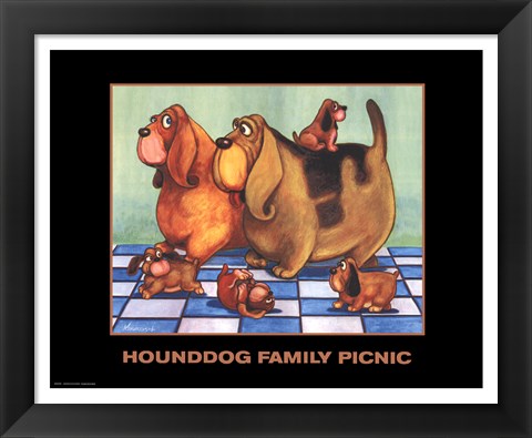 Framed Hounddog Family Picnic Print