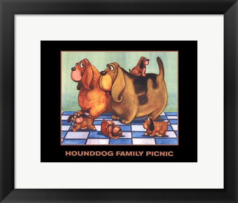 Framed Hounddog Family Picnic Print