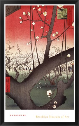 Framed Plum Garden Over Shin-Ohashi Bridge and Atake Print