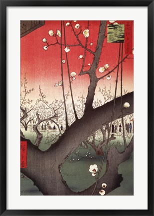 Framed Plum Garden Over Shin-Ohashi Bridge and Atake Print