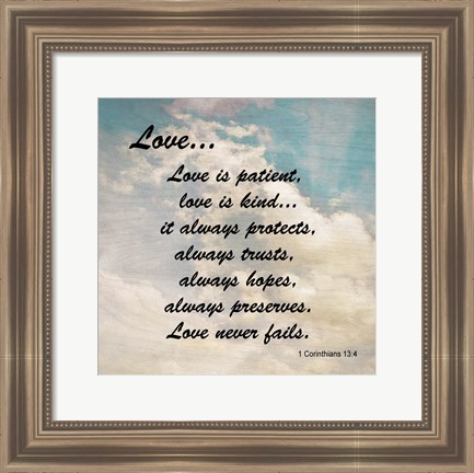 Framed Love 1 Corinthians 13:4 Against the Sky Print