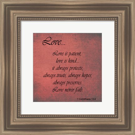 Framed Love 1 Corinthians 13:4 Print