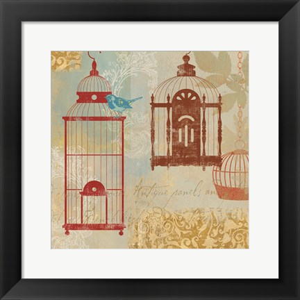 Framed Bird on a Cage I Print