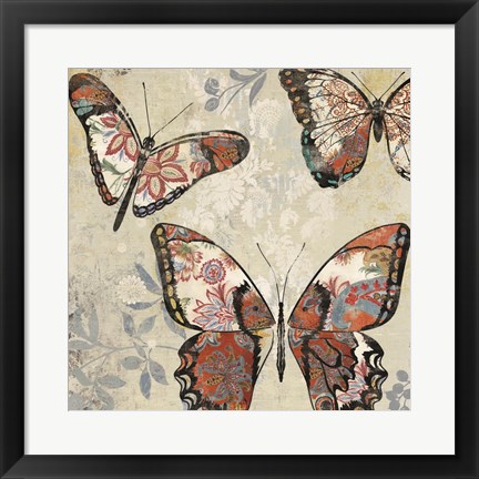 Framed Patterned Butterflies I Print