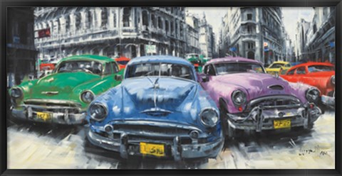 Framed Classic American Cars in Havana Print